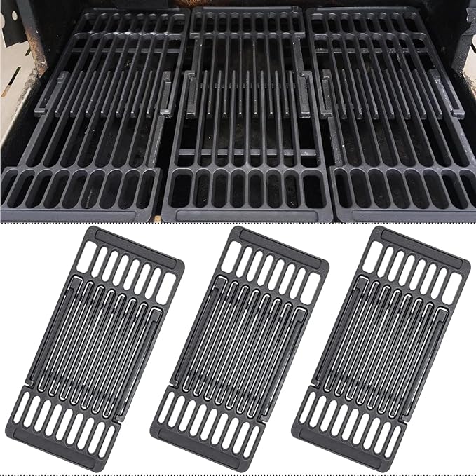 Cast Iron Cooking Grill Grates Replacement Adjustable Universal Extends from 14" to 20" Long, 8" Wide Each Adjust Expandable Cooking Grill Grids (3pack)