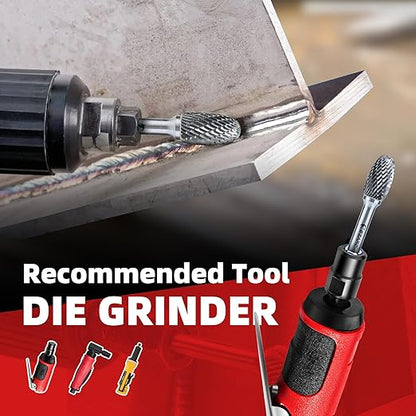 EZARC Tungsten Carbide Rotary Burr Bit, SE-5 Ball Double Cut Carbide Burr 1/4" Shank Die Grinder Cutting Burrs Bit for Metal Working & Sturdy Storage Case
