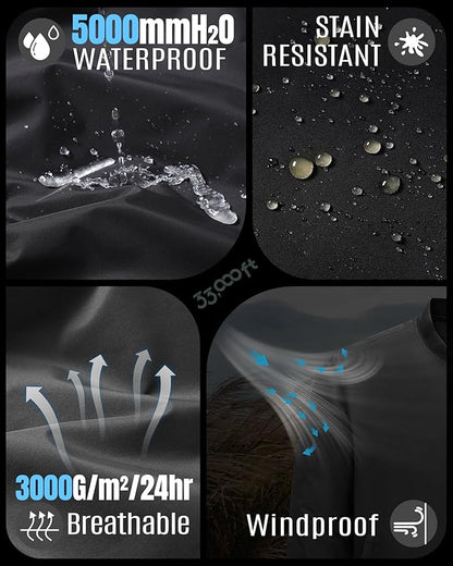 33,000ft Men's Bomber Jacket Waterproof Zip Up Windbreaker Quilted Padded Lightweight Warm Casual Spring Fall Winter Coat