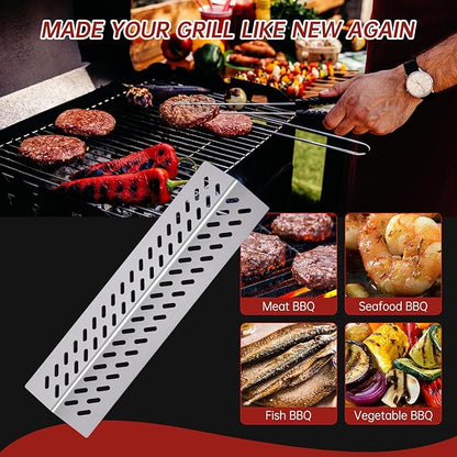 9MM 16517 Grill Grates 16GA Grill Heat Plates for 16631 16520 Bull Grill Replacement Parts, BBQ Bull Brahma 5 Burner 57568, 57569, 57568CE, 57568AGA, 57569CE, 57569AGA, Stainless Steel Grids