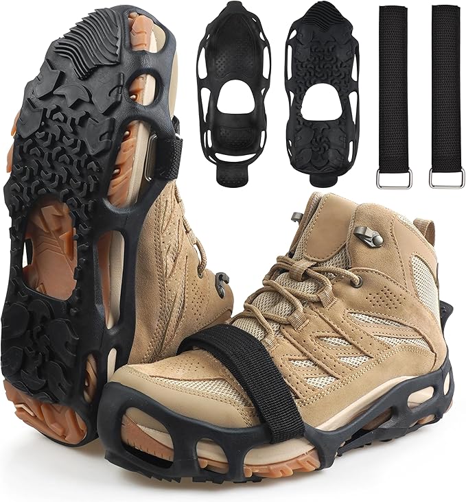 Spikeless Ice Cleats for Boots and Shoes Slip On Traction Cleats Crampons Traction Devices Aids Rubber Footwear for Snow and Ice Winter Walking Indoor Outdoor Men Women