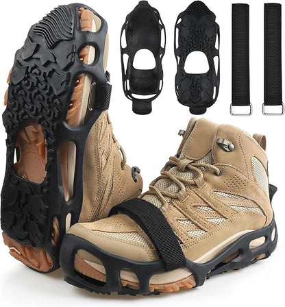 Spikeless Ice Cleats for Boots and Shoes Slip On Traction Cleats Crampons Traction Devices Aids Rubber Footwear for Snow and Ice Winter Walking Indoor Outdoor Men Women