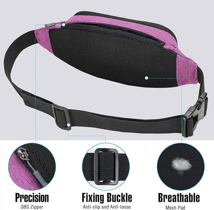 WATERFLY Fanny Pack Waist Bag: Small Hip Pouch Bum Bag Fannie Pack Phanny Fannypack Waistpack Bumbag Beltbag Sport Slim Fashionable for Jogging Hiking Hiker Woman Man