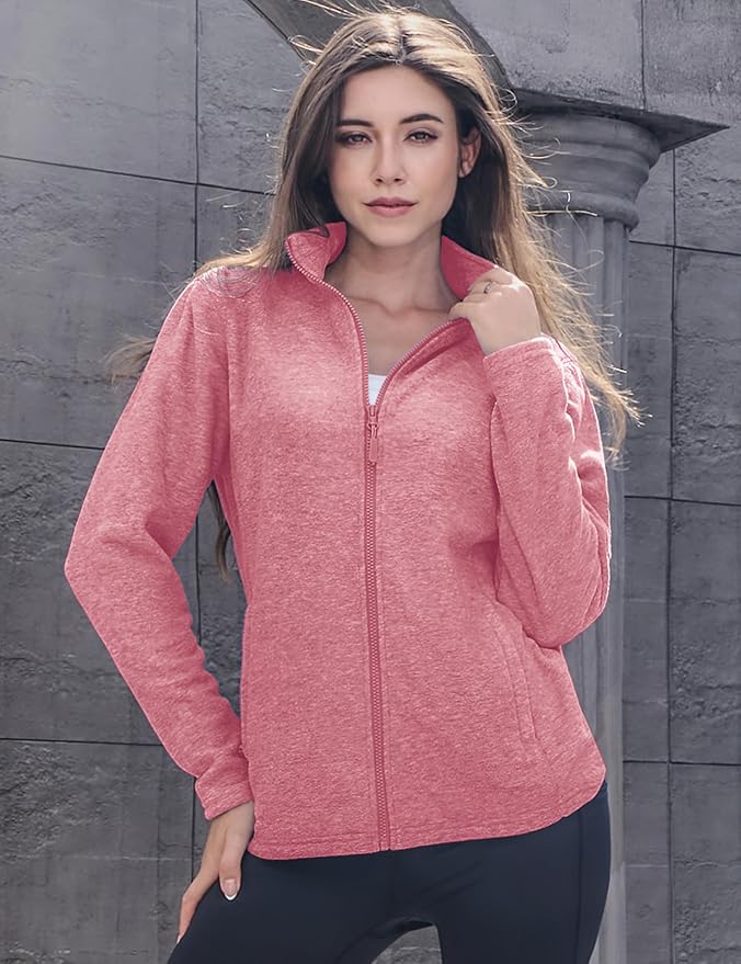 MAGCOMSEN Fleece Jacket Women Zip UP Lightweight Soft Polar Warm Winter Jackets for Women with Pockets Outdoor Hiking