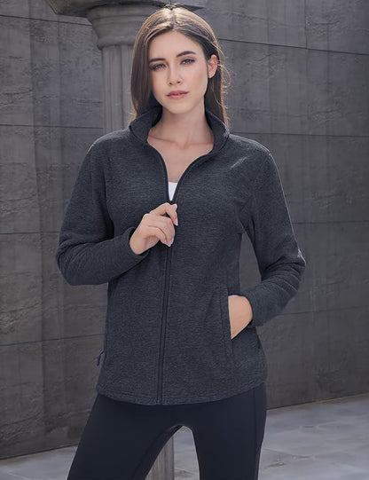MAGCOMSEN Fleece Jacket Women Zip UP Lightweight Soft Polar Warm Winter Jackets for Women with Pockets Outdoor Hiking