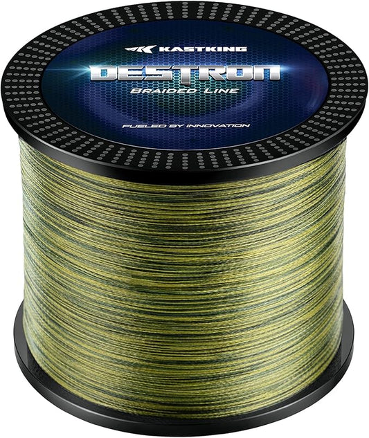 KastKing Destron Braided Fishing Line, Highly Abrasion Resistant, Improved Knot Strength, Ultra-Thin Diameter Superline, Zero Stretch & Memory, CFT “Color Fast Technology”, 75% Thinner Than Mono