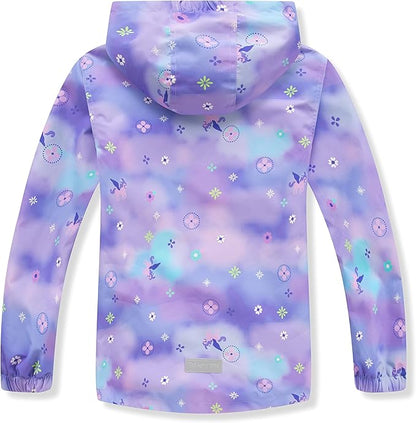 MGEOY Boys Girls Rain Jackets Lightweight Waterproof Hooded Raincoats Windbreakers for Kids 4-14Y