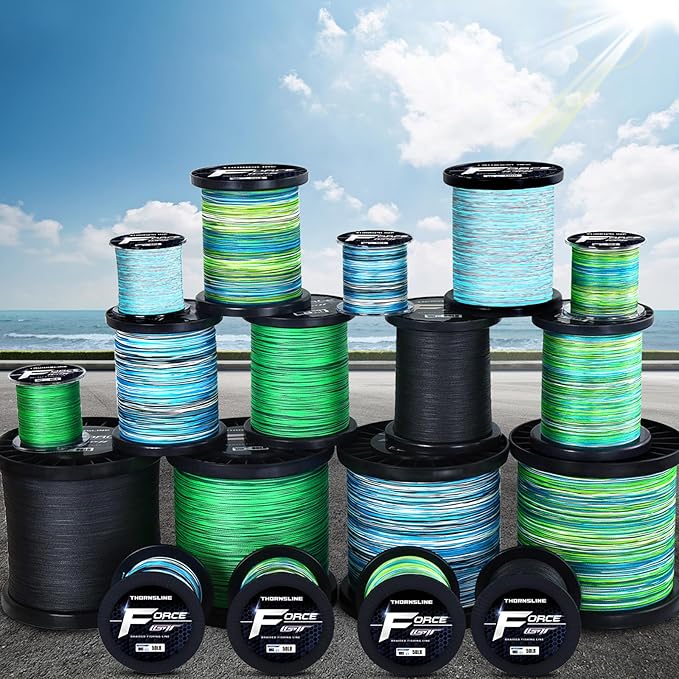 ThonrsLine Force Braided Fishing Line - Incredible Abrasion Resistant Braided Lines for Saltwater or Freshwater - Camo Design Braid for Extra Visibility