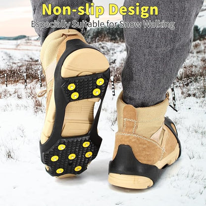 Non-Slip Ice Cleats Snow Grips, Strong Traction Crampons 11 Steel Studs, for Shoes and Boots, Snow Ice Walking