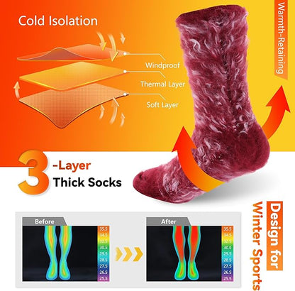 Sunew Warm Thermal Socks 4 Pack, Mens Womens Winter Heated Outdoor Skiing Thermal Socks