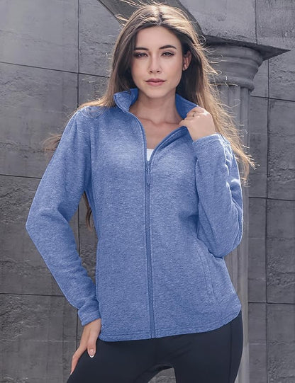 MAGCOMSEN Fleece Jacket Women Zip UP Lightweight Soft Polar Warm Winter Jackets for Women with Pockets Outdoor Hiking