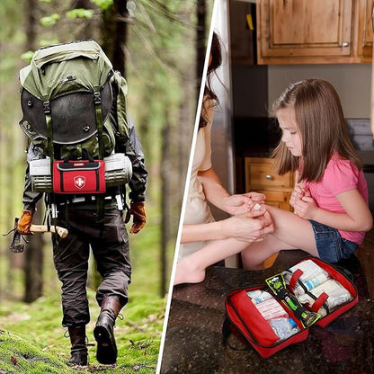 First Aid Kits - Emergency Medical Kit with 218 Pcs Medical Supplies, Sports First Aid Kits, Waterproof Trauma Kit for Car, Home, Businesses, Camping, Hiking, Adventure