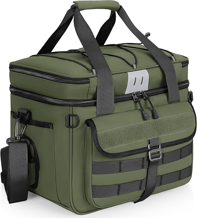 30L Large Fishing Tackle Bag, Waterproof Tackle Box Bag for Saltwater & Freshwater Fishing, Gear and Equipment Storage, Padded Shoulder Strap, Gift for Men, Green