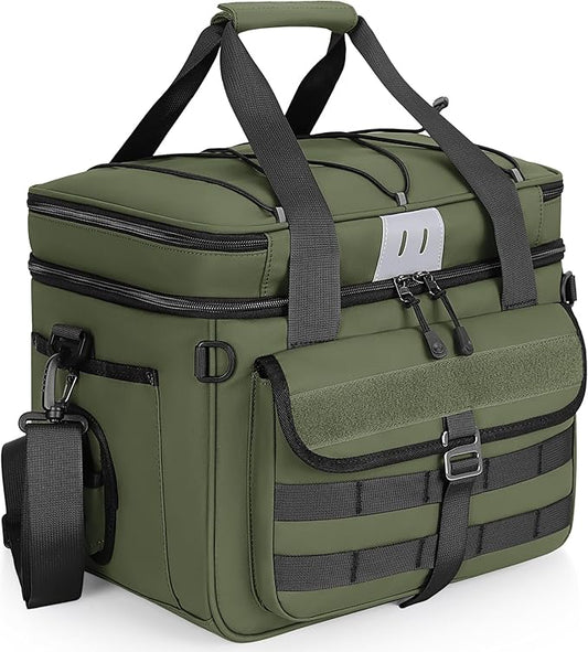 30L Large Fishing Tackle Bag, Waterproof Tackle Box Bag for Saltwater & Freshwater Fishing, Gear and Equipment Storage, Padded Shoulder Strap, Gift for Men, Green