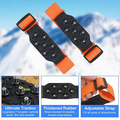 Mid-Sole Ice Cleats for Shoes and Boots Non Slip Ice Shoes Gripper Crampons for Hiking Boots Women Men Outdoor Indoor Traction Cleat Walking on Snow Winter Ice Fishing Gear