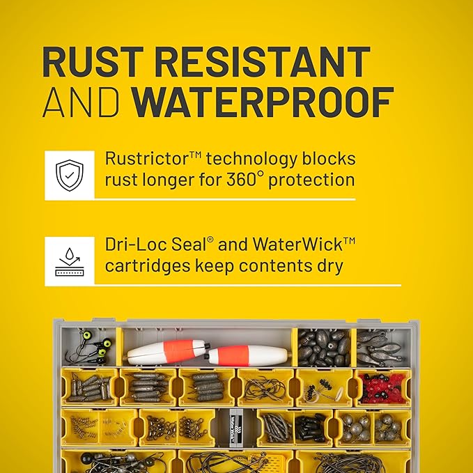 Plano EDGE Premium Terminal Tackle Utility Box, Clear and Yellow, Rust-Resistant Storage, Waterproof Tackle Tray Organizer for Weights, Hooks, and Baits