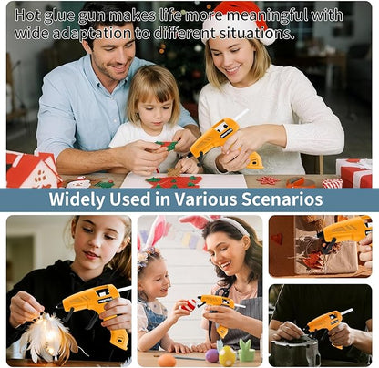 Cordless Hot Glue Gun, 20W Glue Gun with 30 Glue Sticks, 90S Fast Preheating, 2600mAh USB-C Rechargeable Hot Melt Gun for DIY Crafts, Gift Making, Home Repairs & Decoration, Gift Making (Yellow)