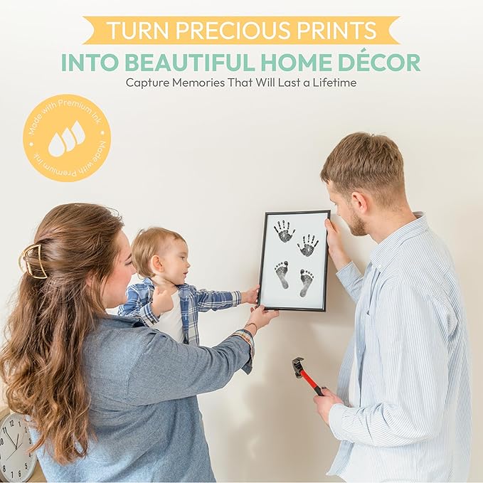 Clean Touch Ink Pad for Baby Handprints and Footprints – Inkless Infant Hand & Foot Stamp – Safe for Babies, Doesn’t Touch Skin – Perfect Family Memory or Gift – Black Print Kit by Tiny Gifts