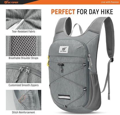 SKYSPER Foldable Hiking Backpack - 10L Small Lightweight Daypack Breathable Travel Backpacks for Men Women