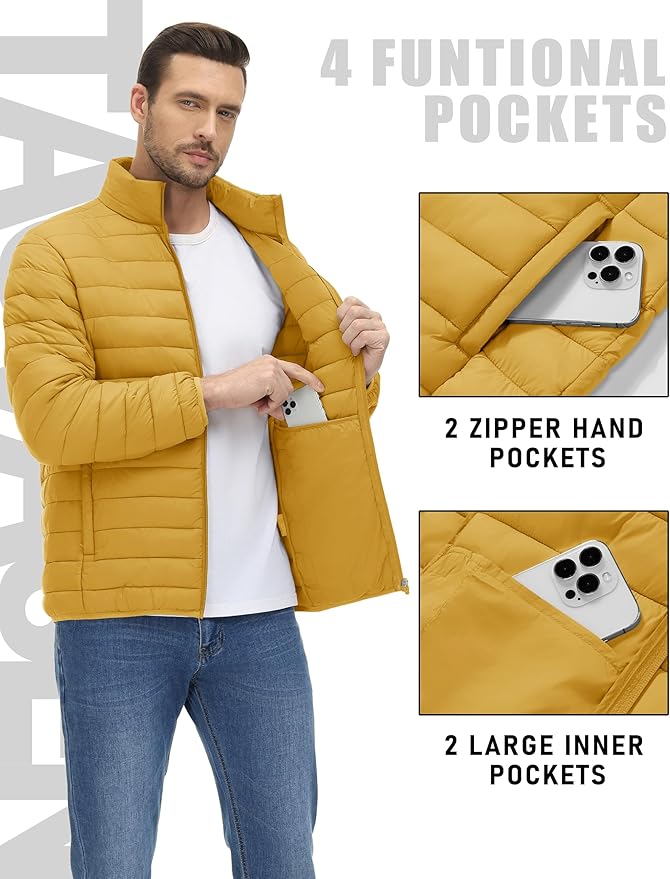 TACVASEN Men's Lightweight Puffer Jacket Winter Quilted Puffy Jackets Warm Water-Resistant Windproof Insulated Coats