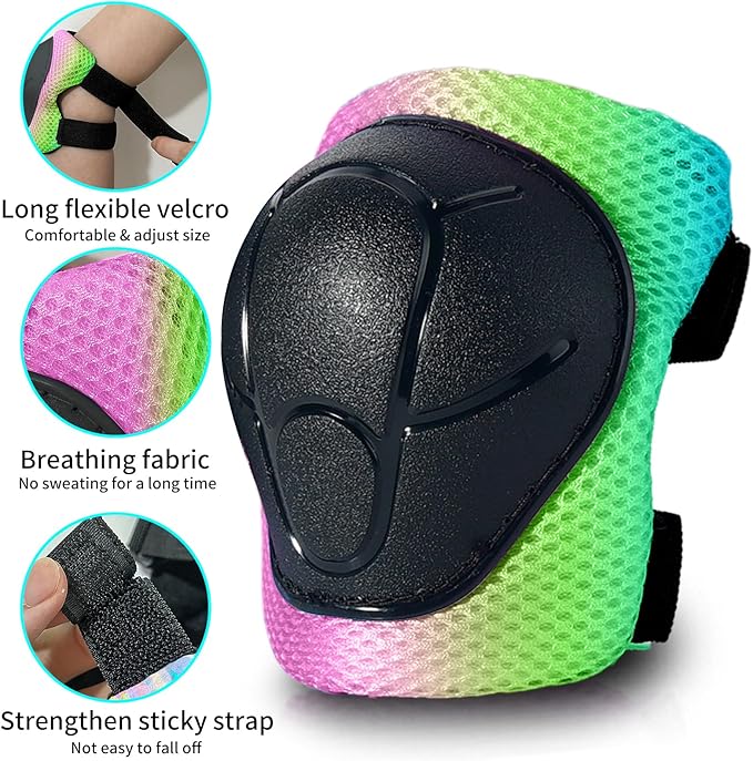 Skateboard Pads Kids/Youth/Adult Shield Elbow Pads and Wrist Guards Protective Gear,Strong Double Straps&Adjustable Easy-Fix Clips for Skateboarding,Rollerblading,ScooterRoller,Skating,Bicycle