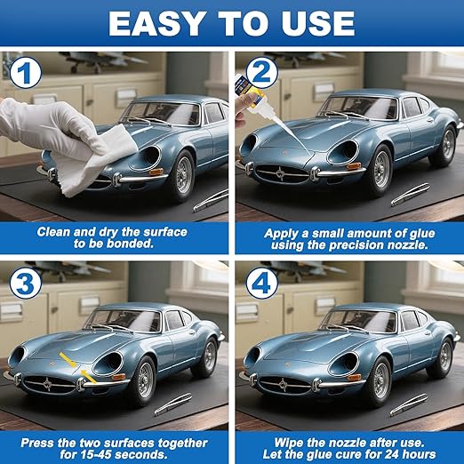 Super Glue All Purpose 100g - Instant & Waterproof Superglue for Plastic, Ceramic, Wood, Shoe, Glass, Leather, Rubber, Shoe Ca Glue - Strong & Clear Liquid Cyanoacrylate Adhesive, 6 Nozzles