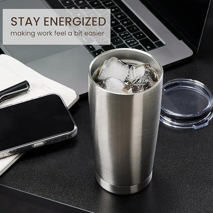 MEWAY 20oz Tumbler 12 Pack Double Wall Vacuum Insulated Travel Mug Bulk, Stainless Steel Tumblers with Lid and Straw, Durable Powder Coated Coffee Cups for Cold & Hot Drinks (Silver, 12)