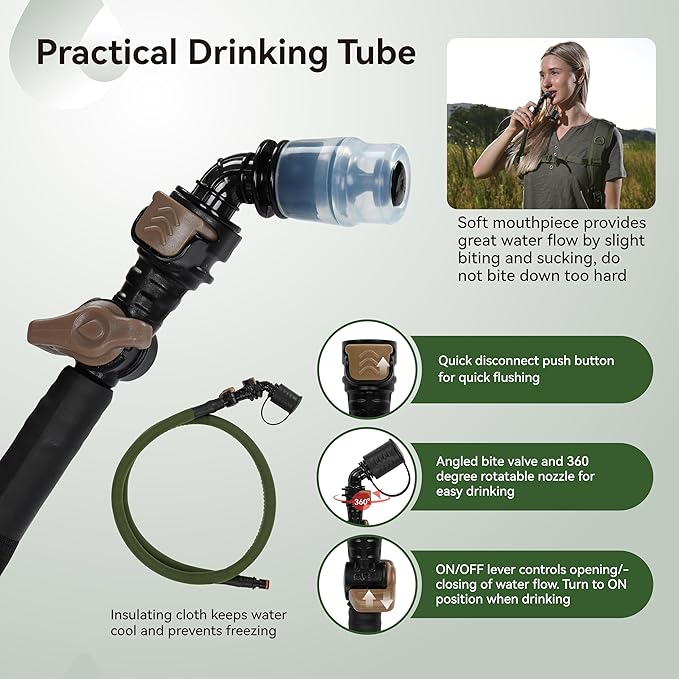 MARCHWAY 2L/2.5L/3L TPU Hydration Bladder, Ultra Durable Water Reservoir Bag with Insulated Tube for Hydration Pack for Cycling, Hiking, Running, Climbing, Biking