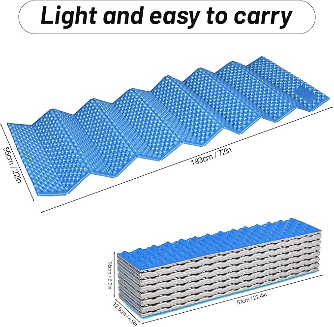 Foam Sleeping Pad for Camping Lightweight Outdoor Folding Mat Closed Cell Foam Pad Portable Waterproof Sleeping Mat for Hiking Backpacking Aluminum XPE Camping Accessories 0+