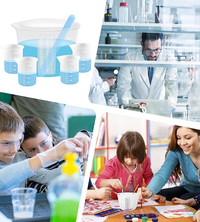 Silicone Measuring Cups, 1000ml & 100ml Large Flexible Mixing Cups, 5 Cups Pour Baking Cups for Epoxy Resin, DIY, Jewelry Making, Cooking