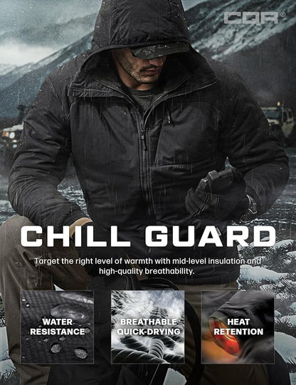 CQR Men's Lightweight Insulated Jacket, Windproof Packable Water Resistant Warm Active Coat for Hiking Work Outdoor Tactical