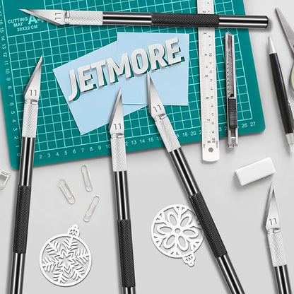 10 Pack Exacto Knife Set, Precision Hobby Knife with Sharp Blades for Crafting, Modeling, Trimming, Stencil Cutting, Wood Carving, Scrapbooking, DIY, and Art Projects (Black)