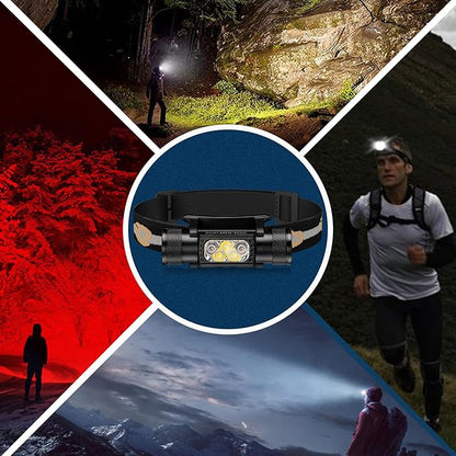 sofirn Bright Red Headlamp Rechargeable, H05B 1200 Lumens Lightweight Head Flashlight with Red Light, Adjustable Headband, 180 Degree Movable Tilt, Head Lamp for Adults Camping Hiking Fishing