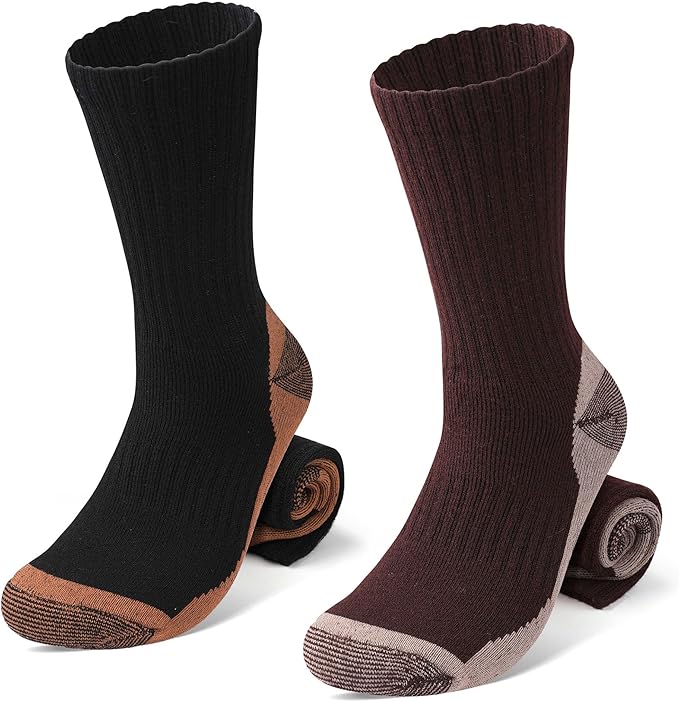 Wool Hiking Socks for Men - Women Lightweight Crew Merino Wool Socks with Cushion for Camping Hunting Work,4 pack