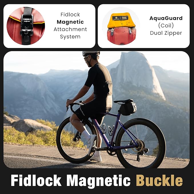 Lumiere & Co. Maximus Magnetic Bike Seat Bag – Quick-Attach Saddle Bag with AquaGuard Zippers, Secure Under-Seat Storage for Cycling Gear & Accessories