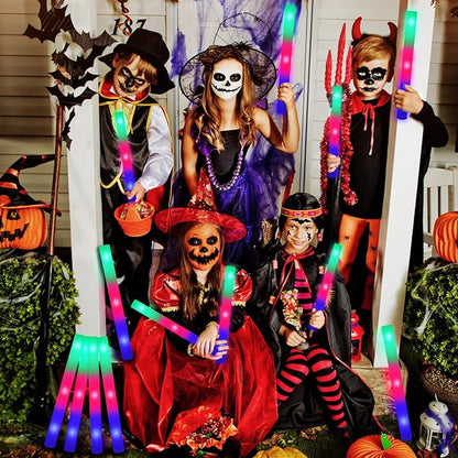 210 PCS Foam Glow Sticks with 3 Modes Colorful Flashing, Glow in Dark Party Supplies, Bulk for Wedding, Raves, Concert, Halloween, 4th of July