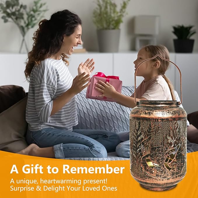 Solar Lantern Outdoor Frog Garden Decor, IP65 Waterproof Hanging Solar Powered Lights Birthdays Gifts for Women Mom, Metal Decorative Light for Patio Yard Lawn Porch Backyard Christmas