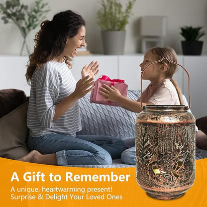 Solar Lantern Outdoor Frog Garden Decor, IP65 Waterproof Hanging Solar Powered Lights Birthdays Gifts for Women Mom, Metal Decorative Light for Patio Yard Lawn Porch Backyard Christmas