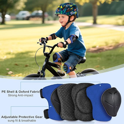 Kids Helmet 3-8 Adjustable Toddler Helmets with Kids Knee Pads and Elbow Pads Set for Cycling, Scooters, Skateboarding, Skating