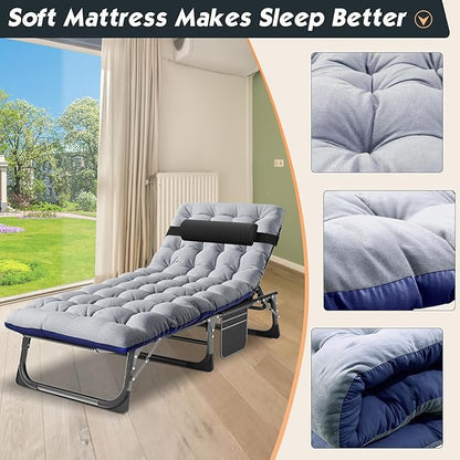 MOPHOTO Folding Lounge Chair 5-Position, Folding Cot, Portable Outdoor Chaise Lounge Chair for Sun Tanning, Perfect for Pool Beach Patio Sunbathing