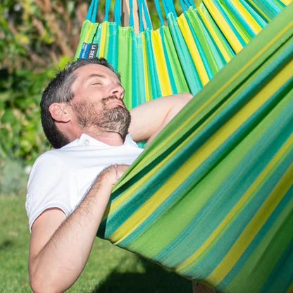 La Siesta® Large Double Brisa Classic Hammock & Tree Mount, Trees Beams Posts Suspension Kit, Indoor Outdoor Hammock Swing, Weather Resistant, Lime