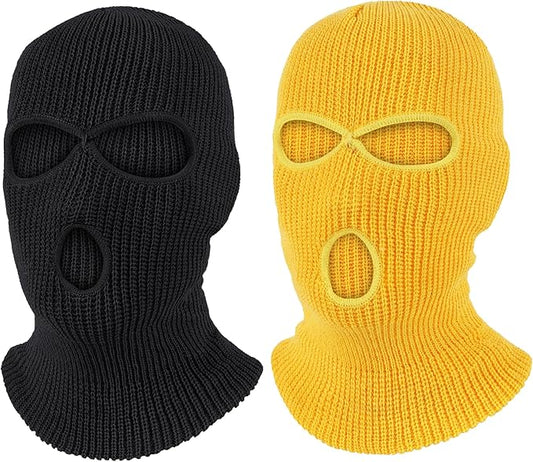 Pukavt 2 Pack 3 Hole Winter Knitted Mask, Full Face Cover Ski Mask Warm Balaclava for Skiing, Motorcycle, Snowboard