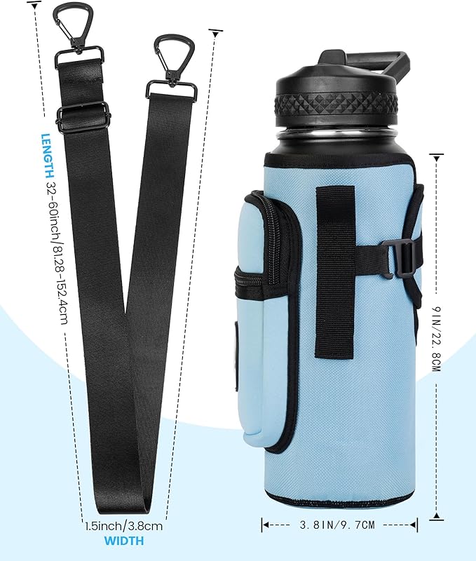 Sports rabbit Universal Water Bottle Holder – Durable Oxford & Neoprene Hybrid Design Compatible with Stanley 30/40oz Handled & 64/87oz Straight Tumblers, Adjustable Strap for Gym, Travel, Outdoors