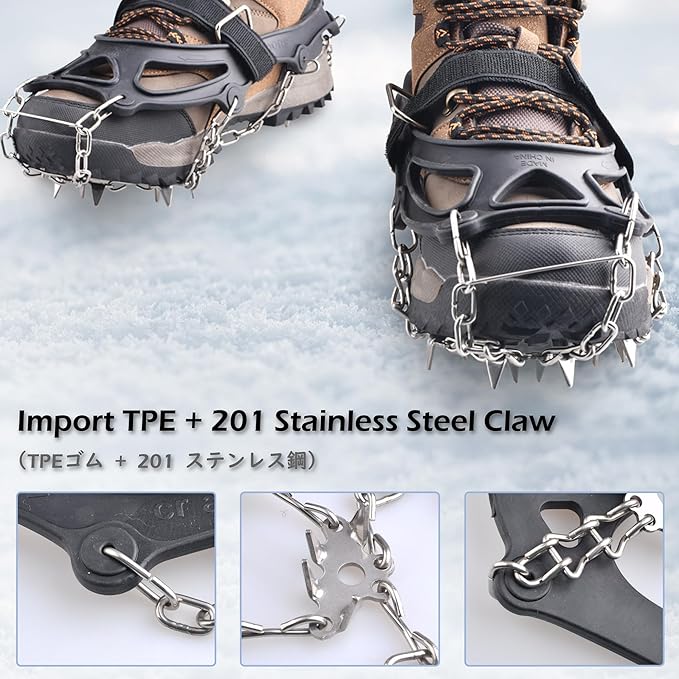 TRIWONDER Crampons for Boots Shoes Traction Ice Cleats Snow Grips Anti Slip Stainless Steel Micro Spikes for Hiking Fishing Walking Climbing Jogging Mountaineering