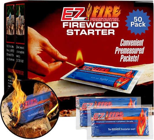 – All-Natural Fire Starters for Campfires, Fire Pits, BBQs & Fireplaces – Long Burning, Weather-Resistant, Non-Toxic & Easy to Light | 50 Pack