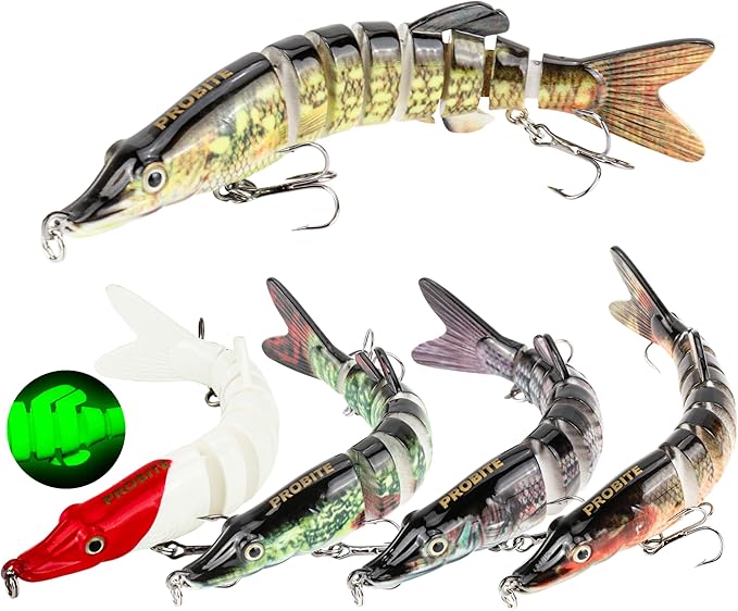 5PCS Lifelike Fishing Lures – Multi-Jointed Swimbait for Bass, Trout, Crappie, Walleye, Pike, Realistic Action with 3D Fish Eyes and Sharp Hooks, Perfect for Fishing Kits in Saltwater & Freshwater