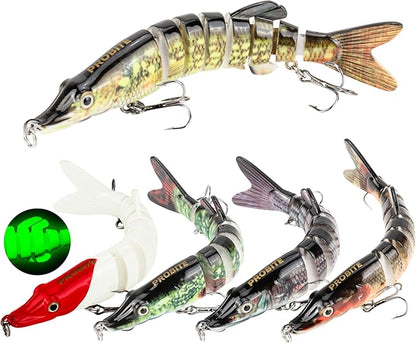 5PCS Lifelike Fishing Lures – Multi-Jointed Swimbait for Bass, Trout, Crappie, Walleye, Pike, Realistic Action with 3D Fish Eyes and Sharp Hooks, Perfect for Fishing Kits in Saltwater & Freshwater