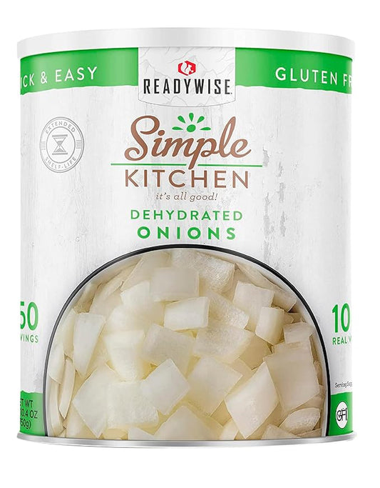 Simple Kitchen Dehydrated Chopped Onions - 250 Servings for Family Meal Prep, Gluten Free & Freeze Dried Survival Just Add Water Canned Food, for Camping Meals, Backpacking & Hiking, #10 Can Package