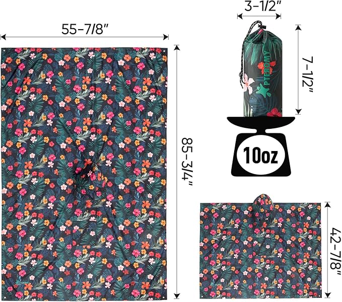 PTEROMY Hooded Rain Poncho for Adult with Pocket, Waterproof Lightweight Unisex Raincoat for Hiking Camping Emergency