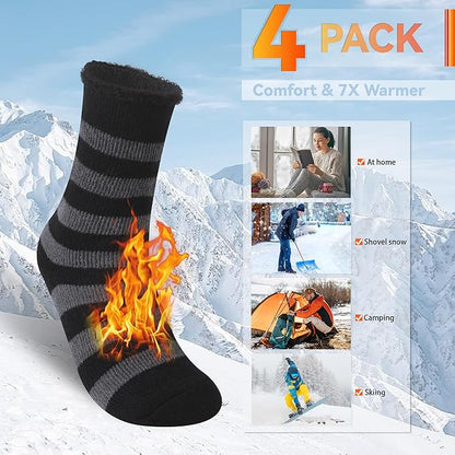 Sunew Warm Thermal Socks 4 Pack, Mens Womens Winter Heated Outdoor Skiing Thermal Socks